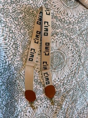 Clare V Ciao Canvas Crossbody Long Strap with Tan Leather Ends